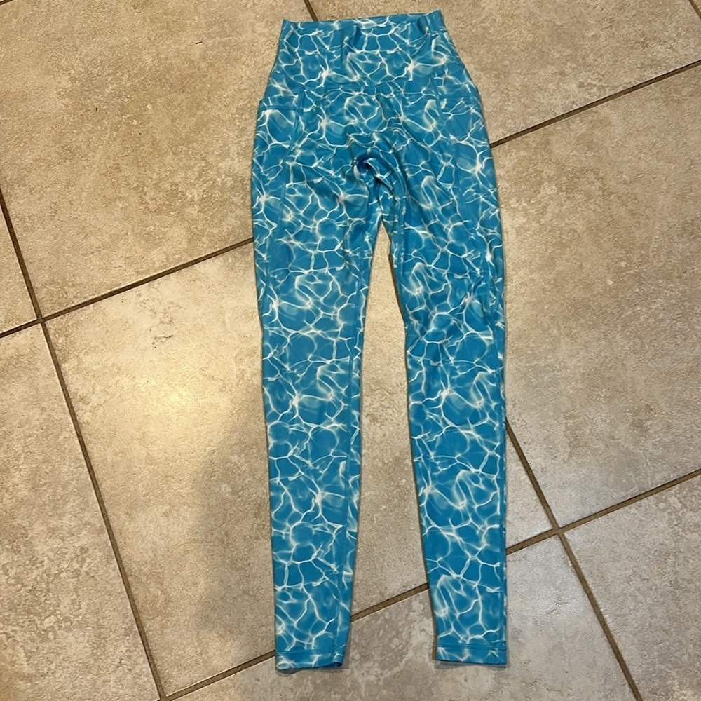 Buff Bunny Limitless Leggings Reflection Aqua Print XS Pockets Buffbunny - Picture 3 of 9